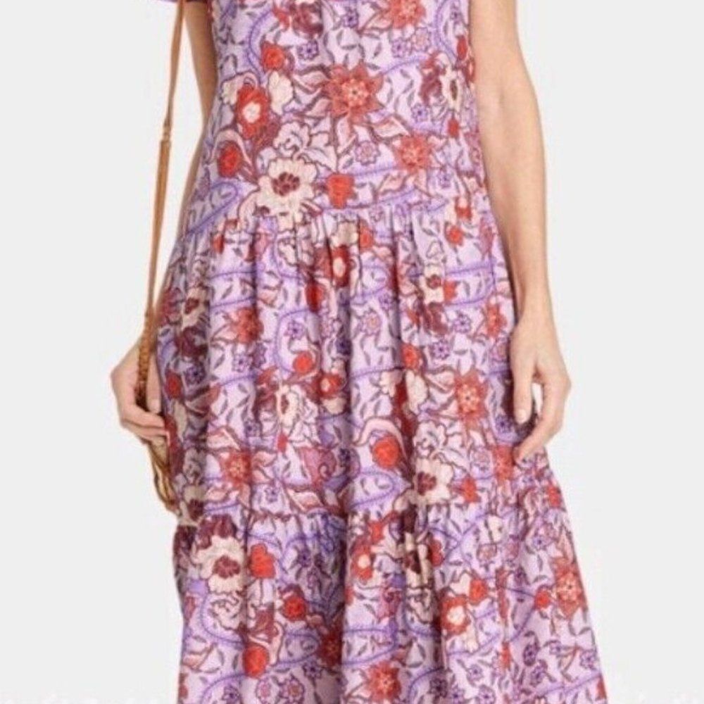 Knox Rose Purple Floral Dress - Short Flutter Sleeves - Womens XXL - NEW! - Picture 2 of 7